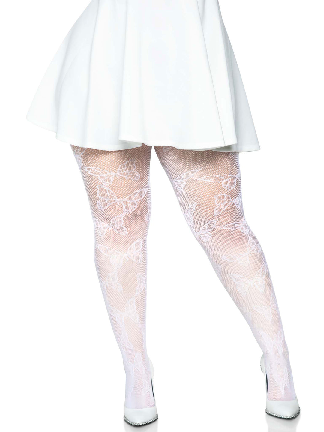 Butterfly Net Tights - 1x/2x - White - Love it Curvy