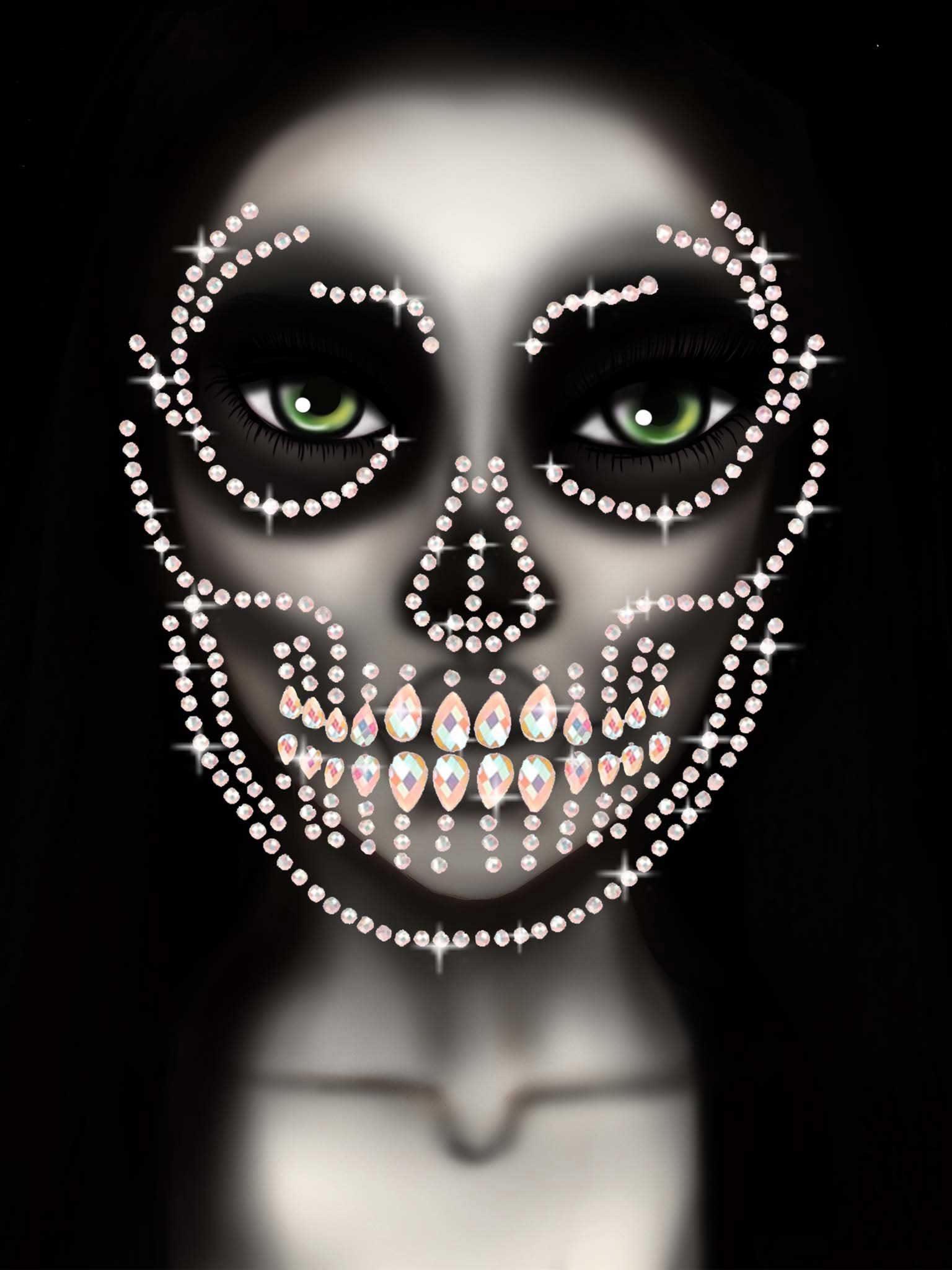 Glow in the Dark Skull Face Jewels Sticker - Love it Curvy