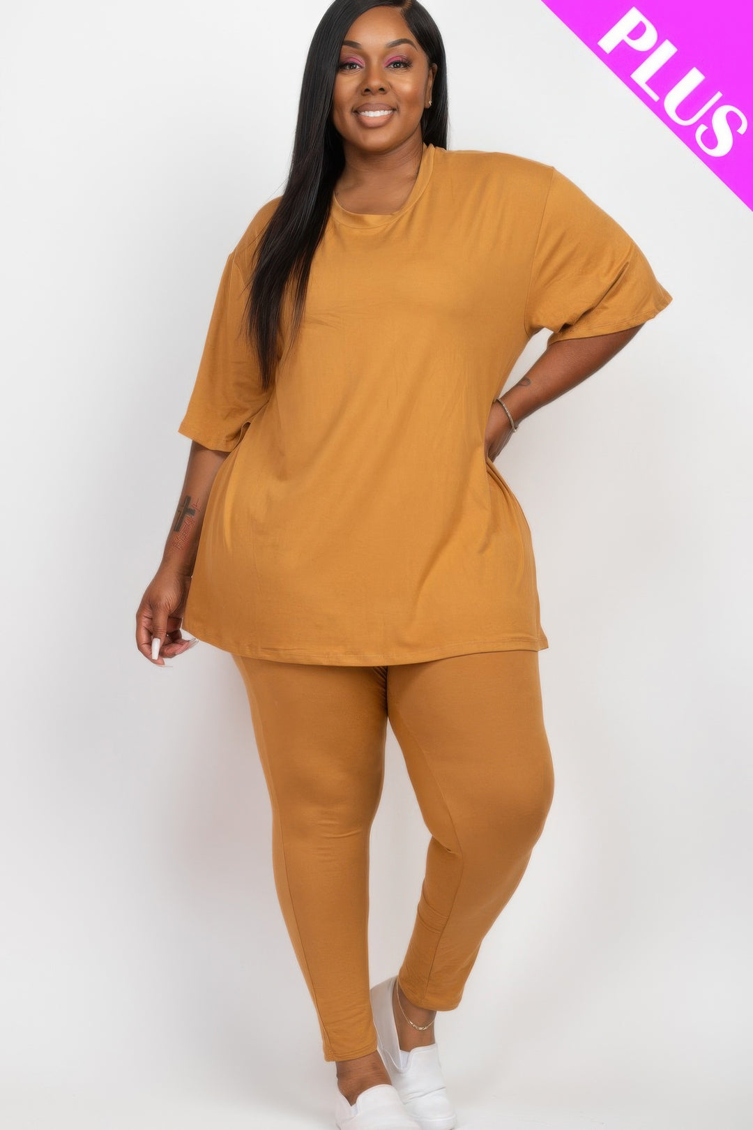 Plus Size Oversized T-shirt & Leggings Set - Love it Curvy