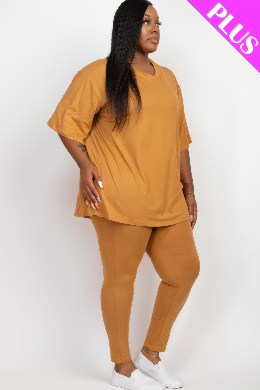 Plus Size Oversized T-shirt & Leggings Set - Love it Curvy