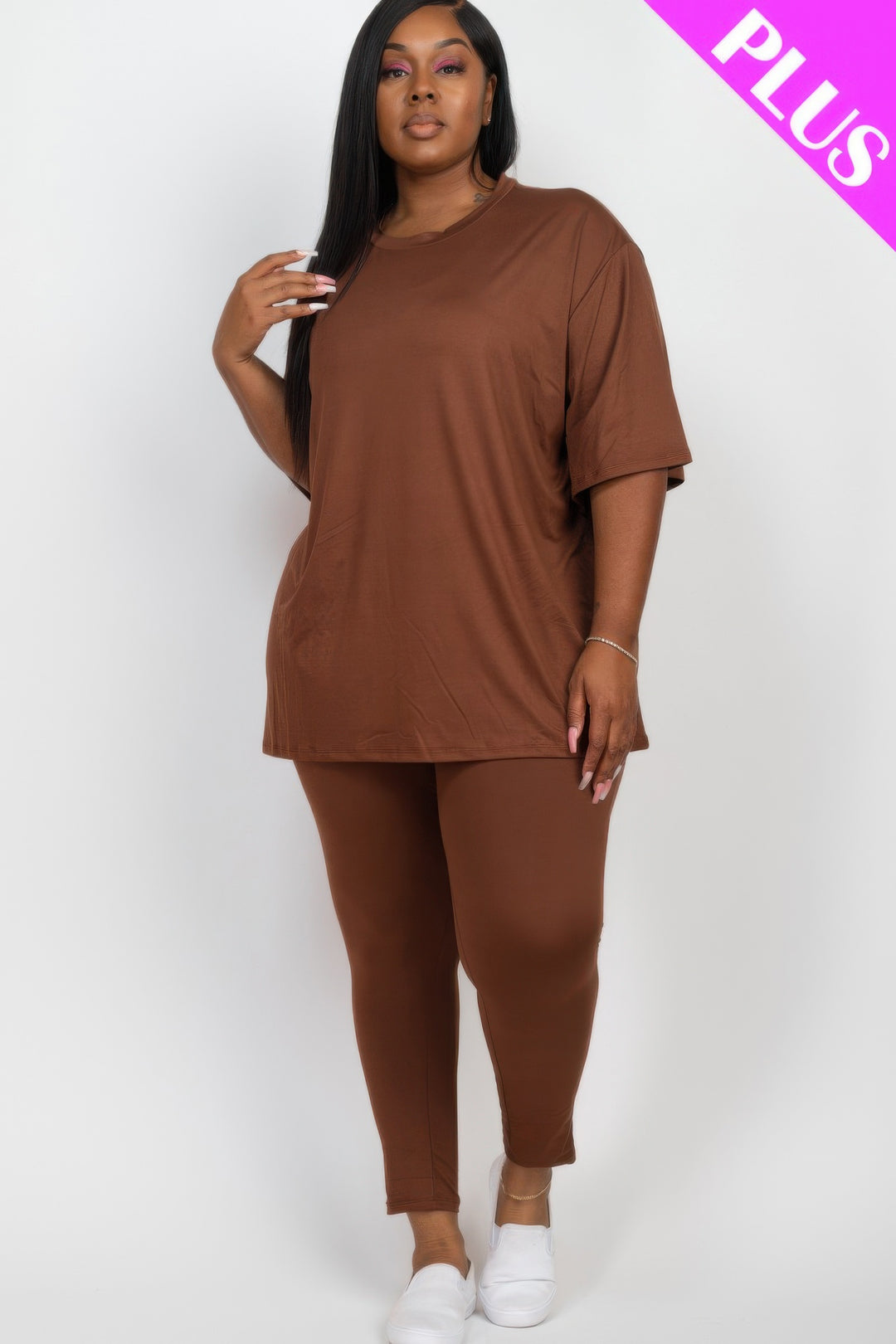 Plus Size Oversized T-shirt & Leggings Set - Love it Curvy
