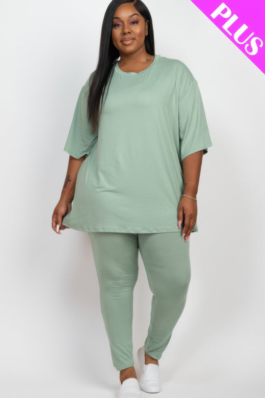 Plus Size Oversized T-shirt & Leggings Set - Love it Curvy