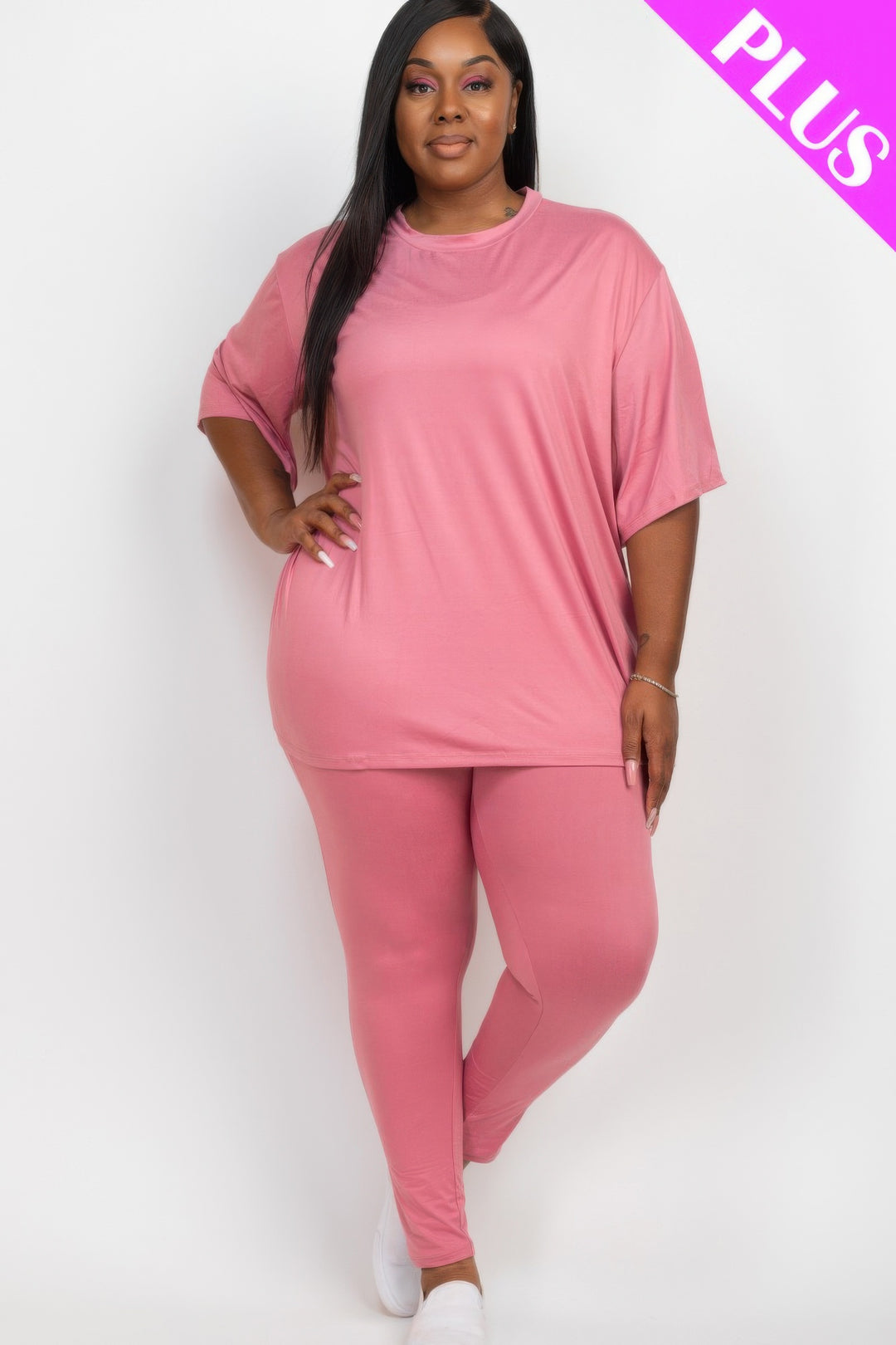 Plus Size Oversized T-shirt & Leggings Set - Love it Curvy