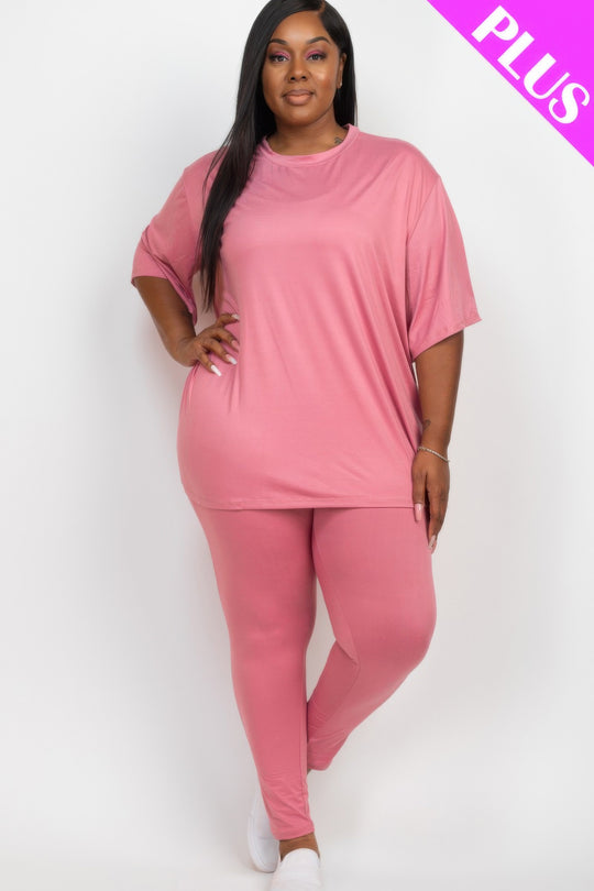 Plus Size Oversized T-shirt & Leggings Set - Love it Curvy