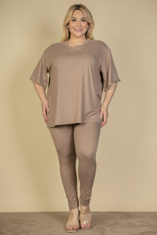Plus Size Oversized T-shirt & Leggings Set - Love it Curvy