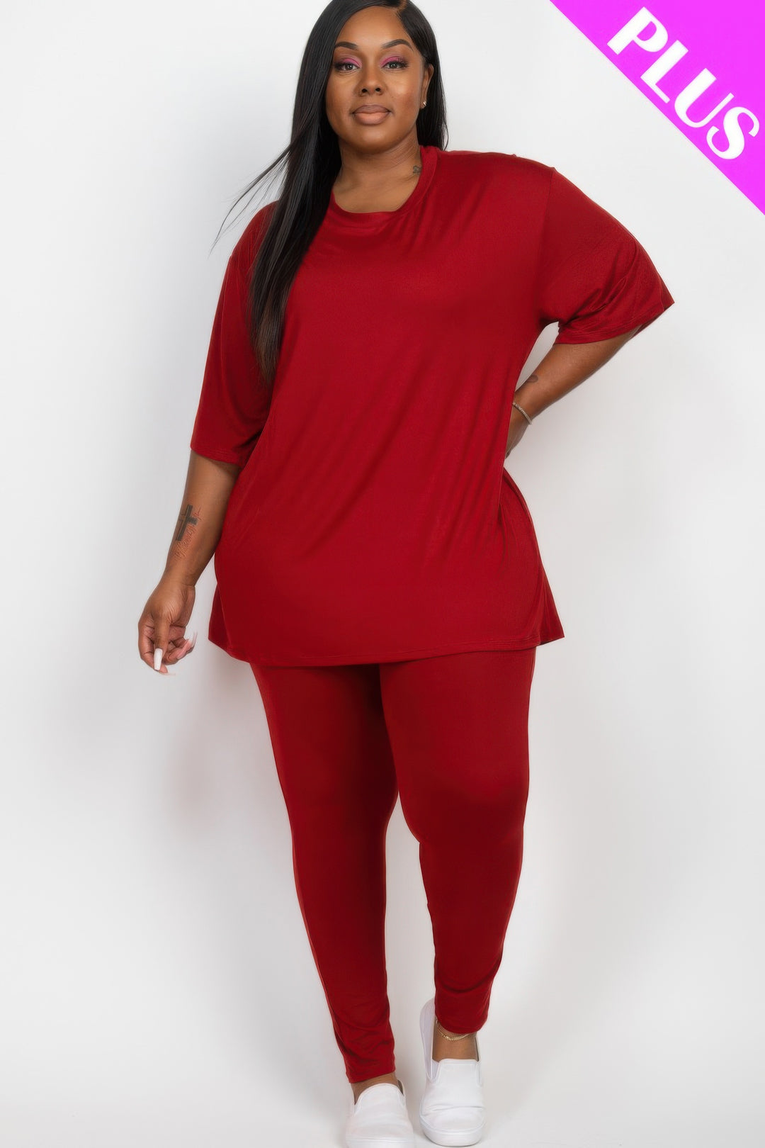 Plus Size Oversized T-shirt & Leggings Set - Love it Curvy