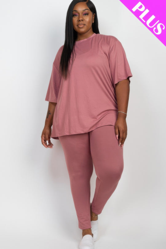 Plus Size Oversized T-shirt & Leggings Set - Love it Curvy