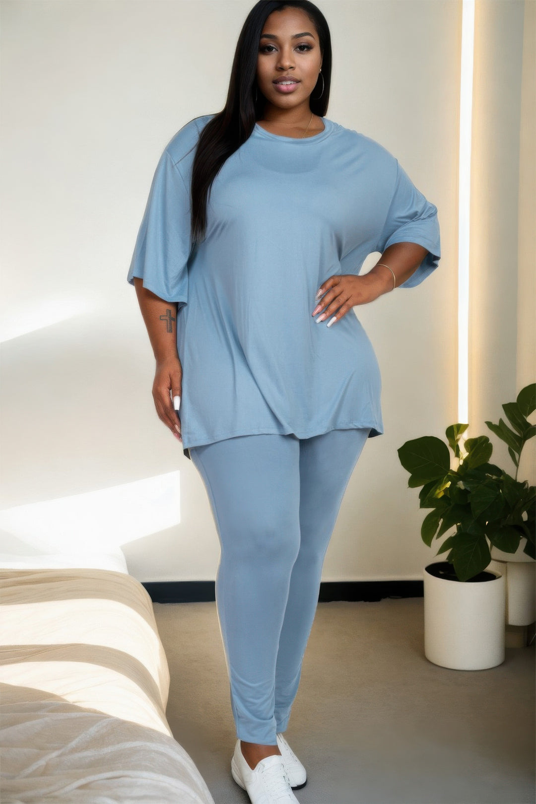 Plus Size Oversized T-shirt & Leggings Set - Love it Curvy