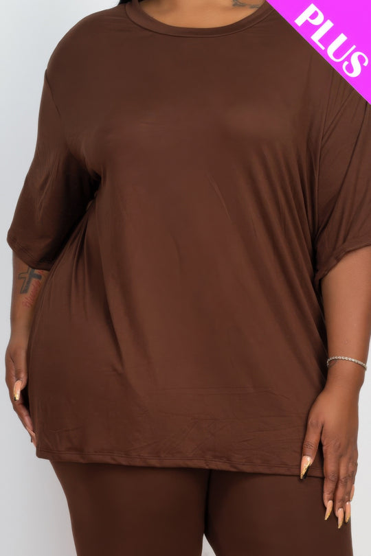 Plus Size Loose Fit Top & Biker Shorts Set - Love it Curvy
