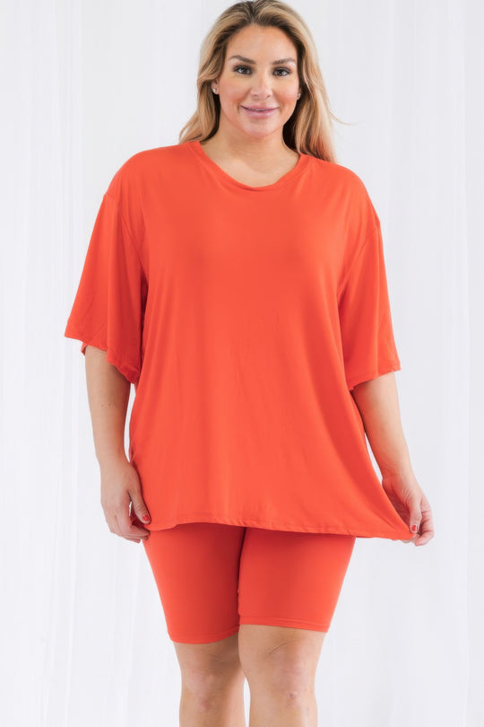 Plus Size Loose Fit Top & Biker Shorts Set - Love it Curvy