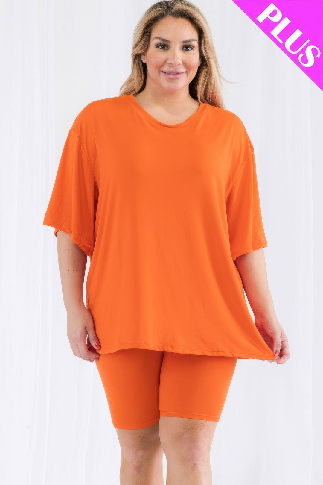 Plus Size Loose Fit Top & Biker Shorts Set - Love it Curvy