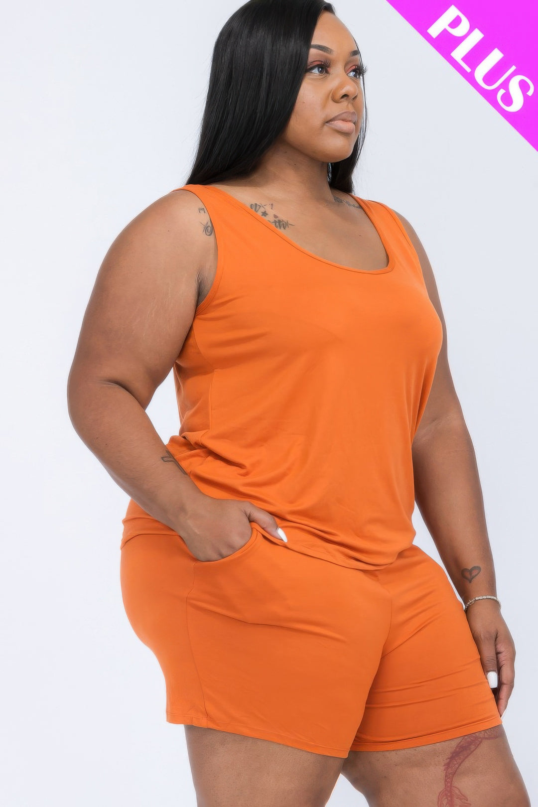 Plus Comfy Tank Top & Shorts Set - Love it Curvy