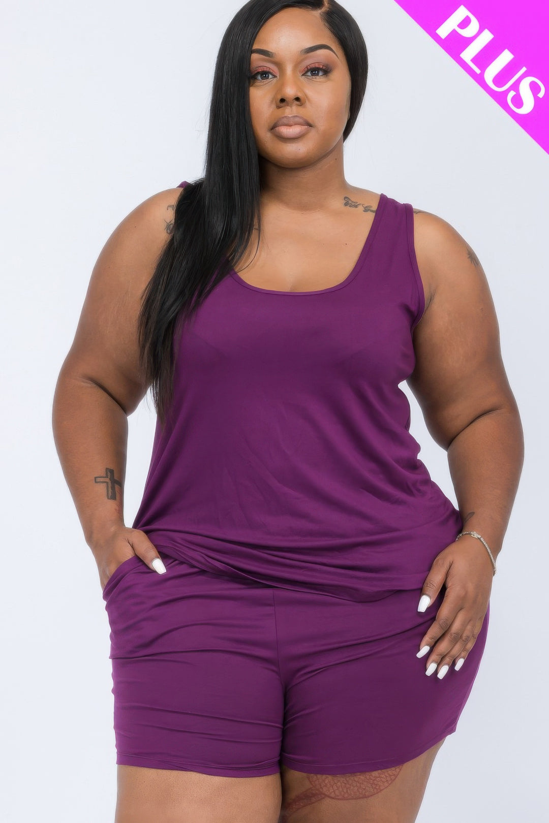 Plus Comfy Tank Top & Shorts Set - Love it Curvy