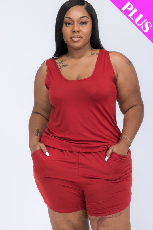 Plus Comfy Tank Top & Shorts Set - Love it Curvy