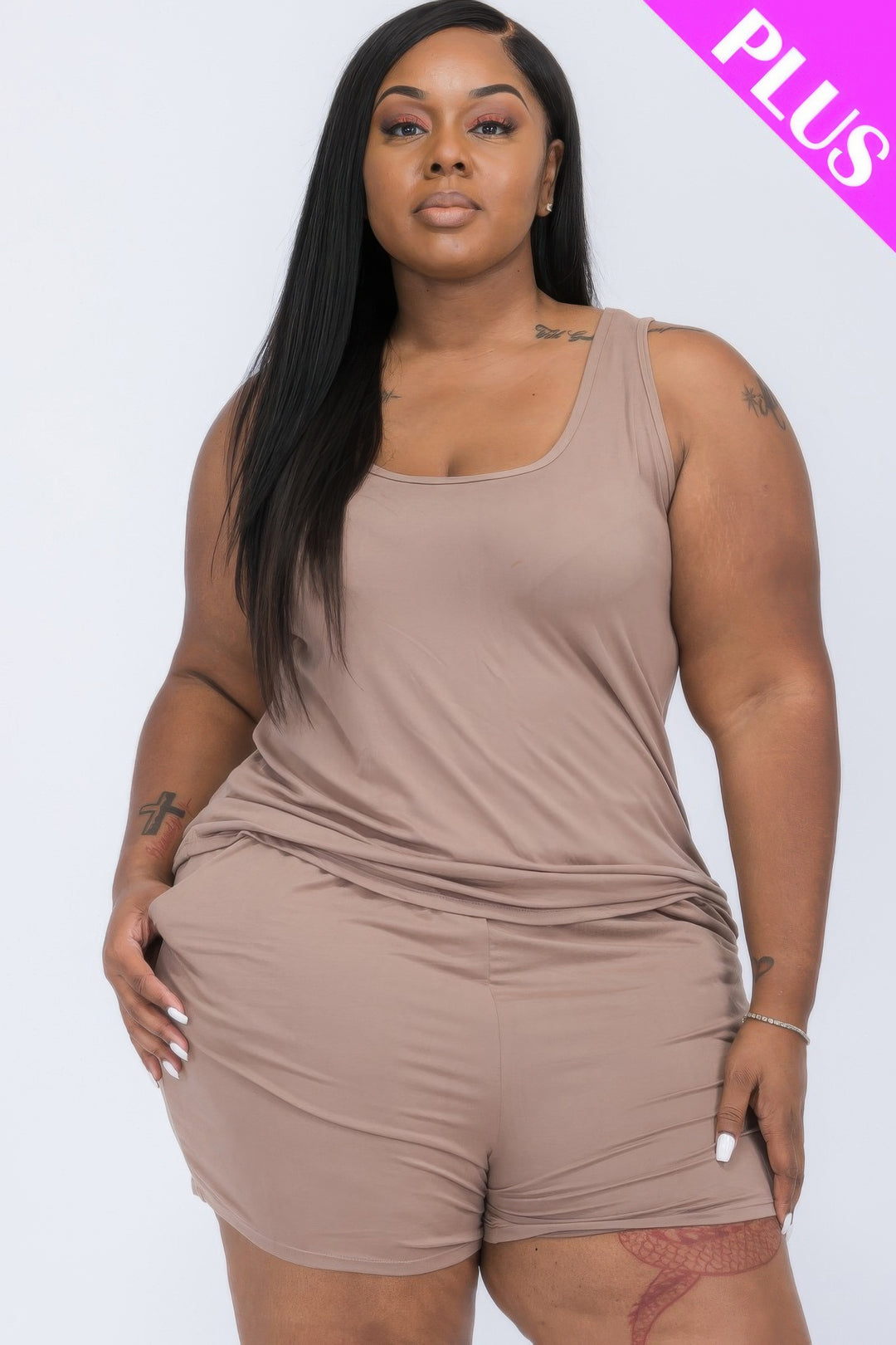 Plus Comfy Tank Top & Shorts Set - Love it Curvy