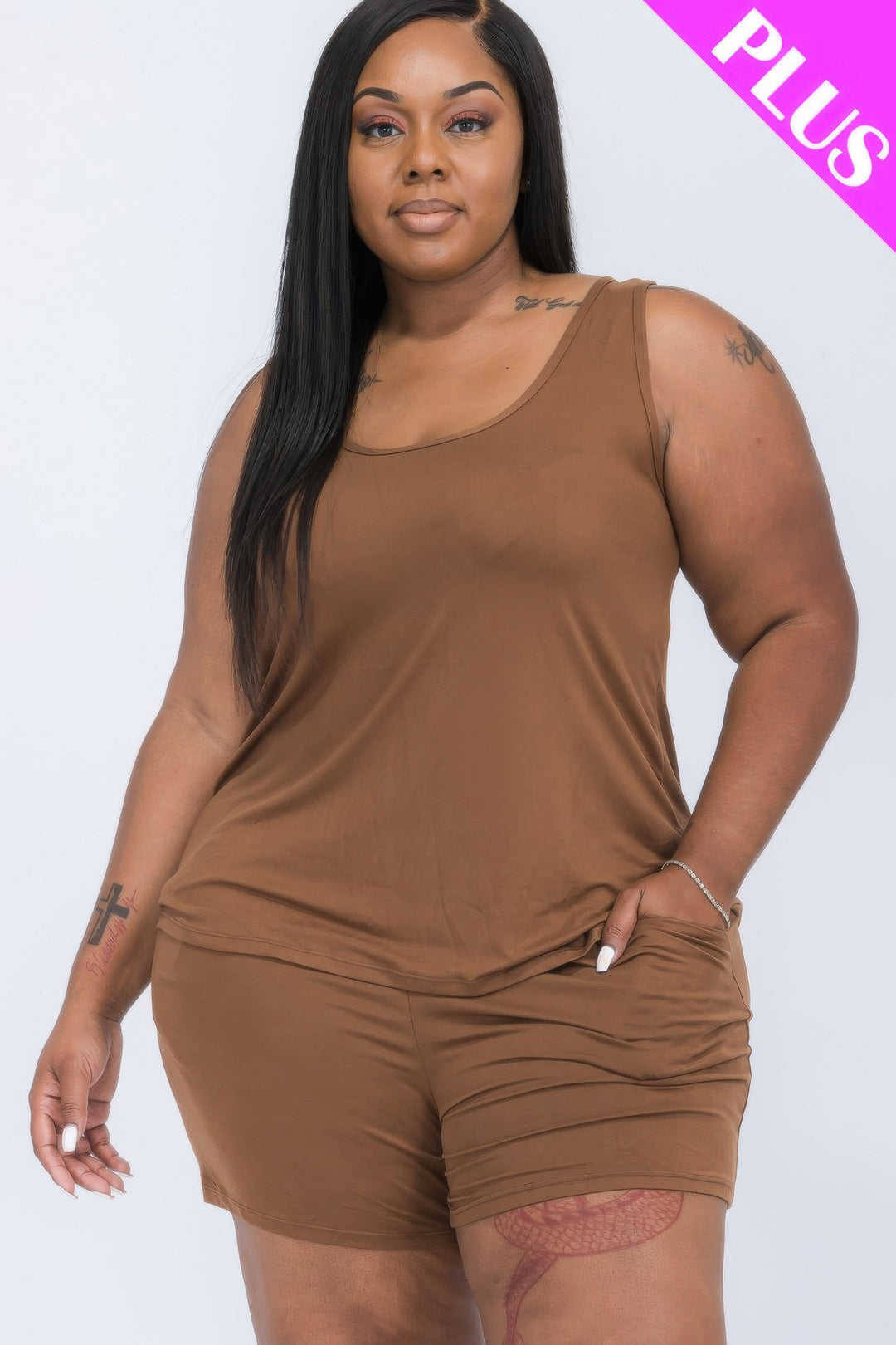 Plus Comfy Tank Top & Shorts Set - Love it Curvy