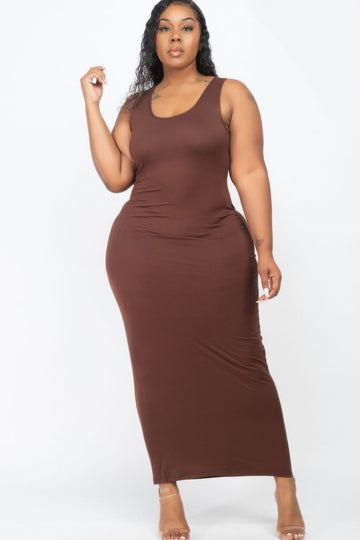 Love It Curvy Plus Size Solid Jersey Maxi Dress