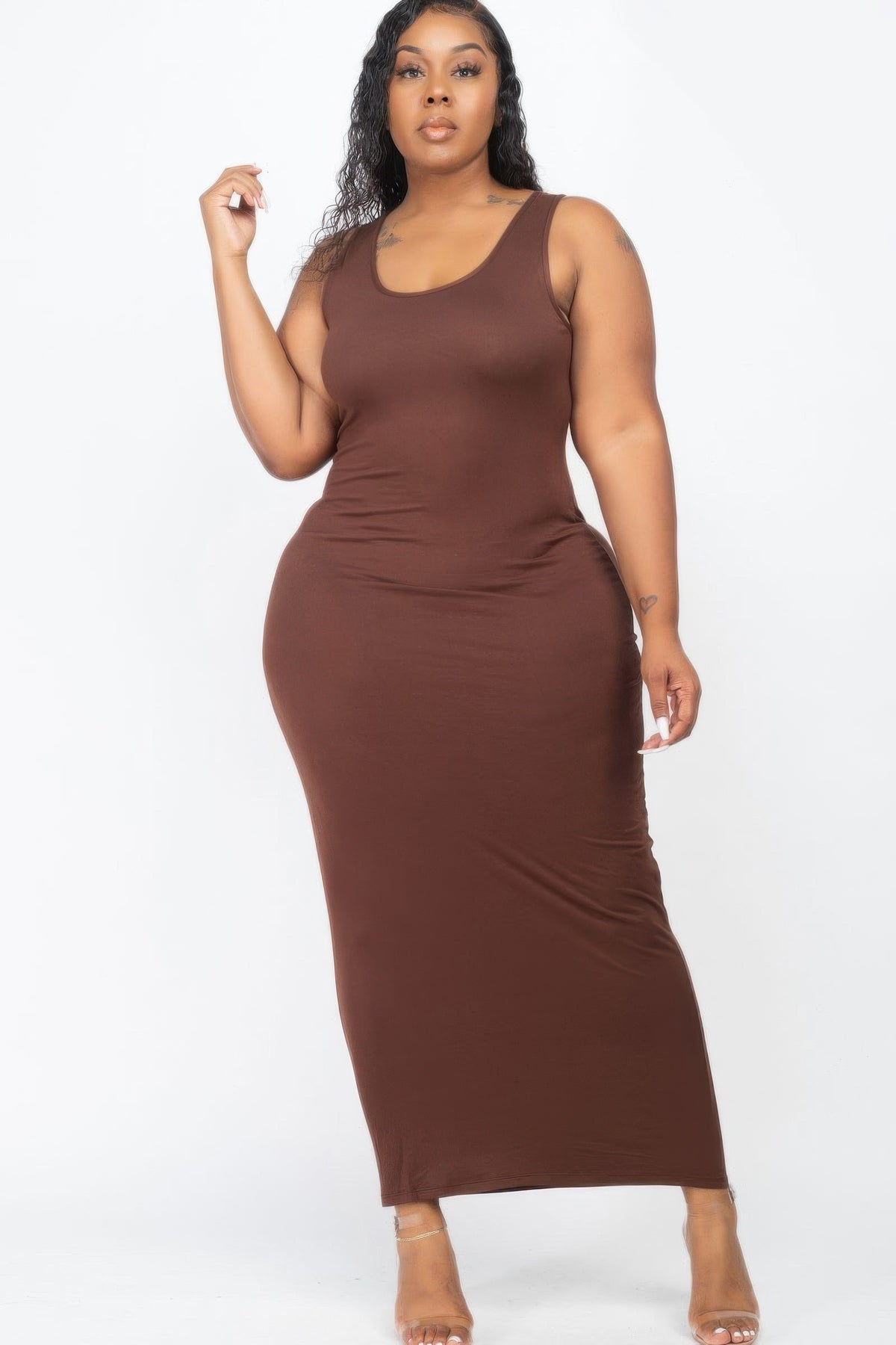 Plus Size Solid Jersey Maxi Dress