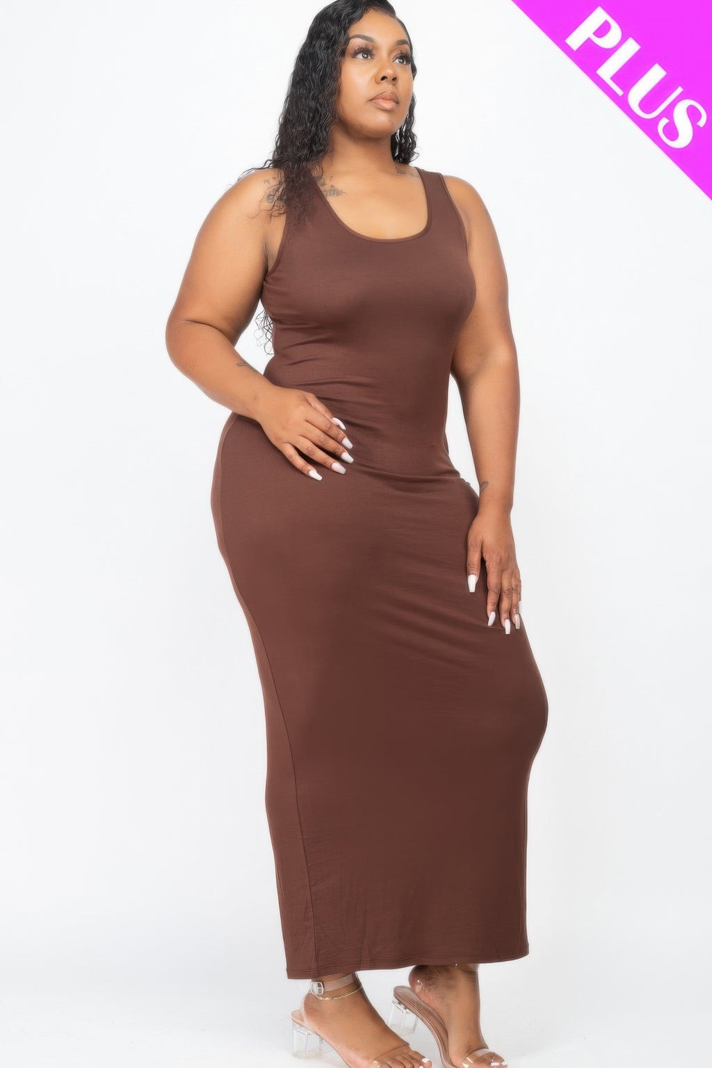 Plus Size Solid Jersey Maxi Dress