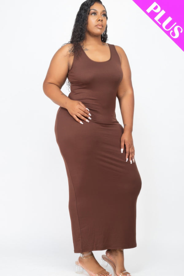 Plus Size Solid Jersey Maxi Dress