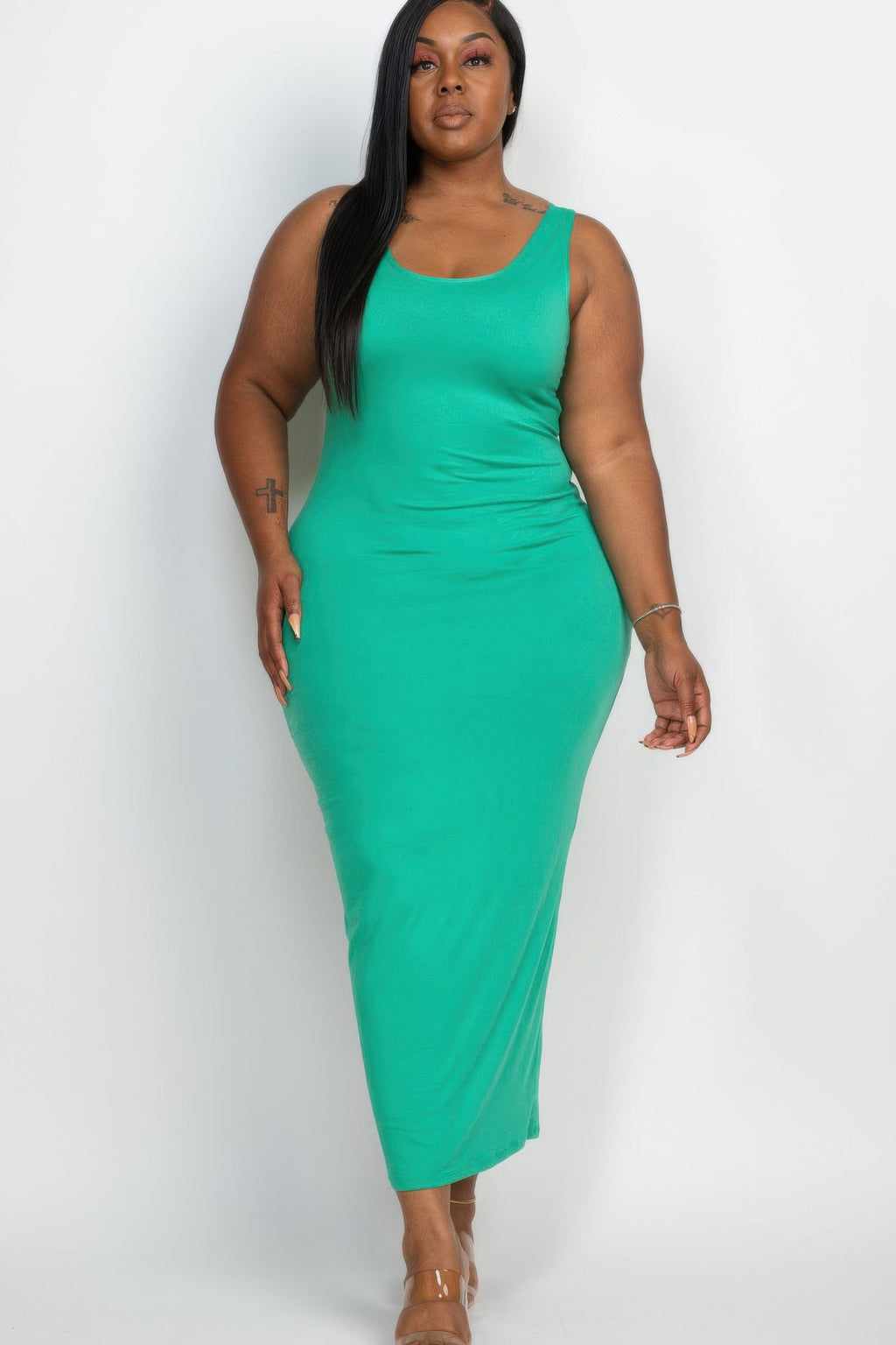 Plus Size Solid Jersey Maxi Dress