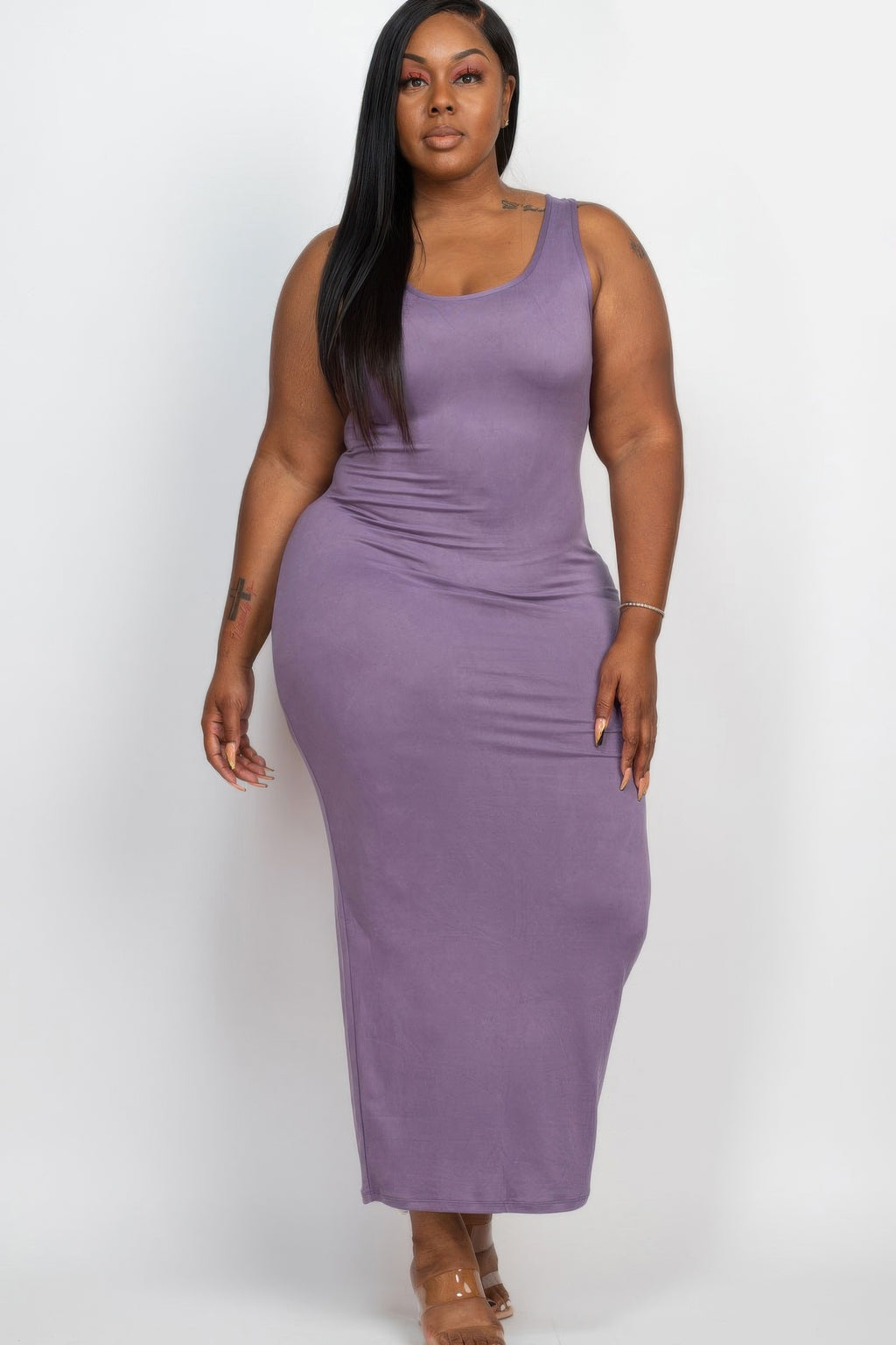 Plus Size Solid Jersey Maxi Dress