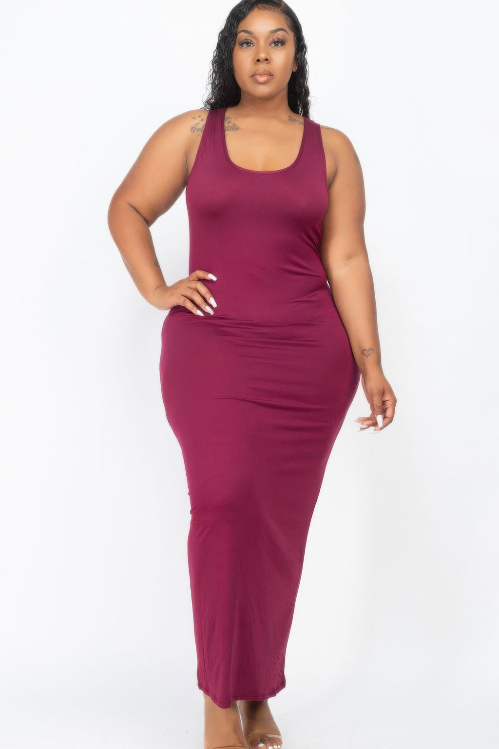 Plus Size Solid Jersey Maxi Dress