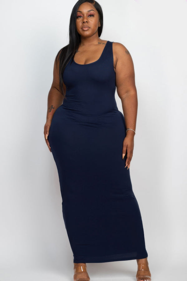 Plus Size Solid Jersey Maxi Dress