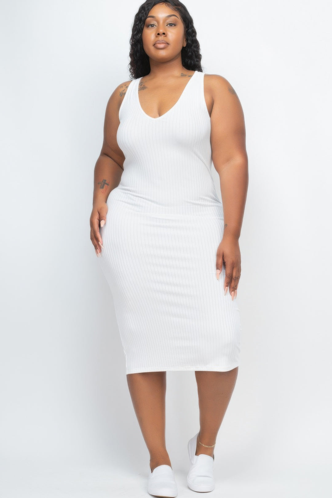 Plus Size Ribbed Sleeveless Bodycon Midi Dress - Love it Curvy