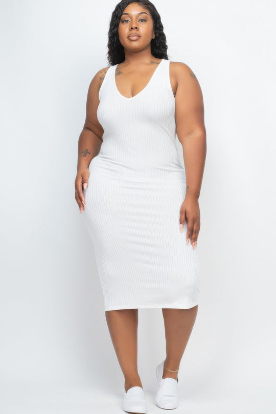 Plus Size Ribbed Sleeveless Bodycon Midi Dress - Love it Curvy