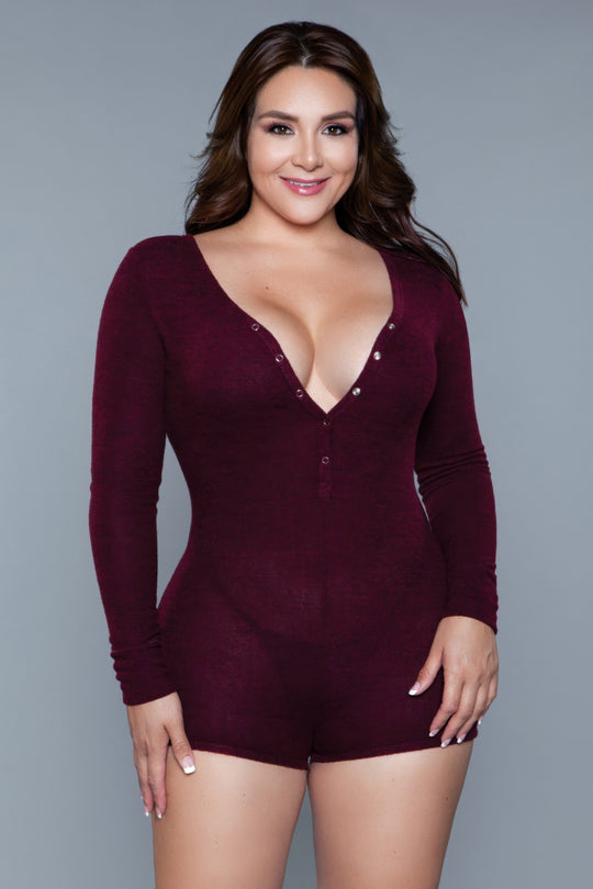 Nala Romper Burgundy - Love it Curvy