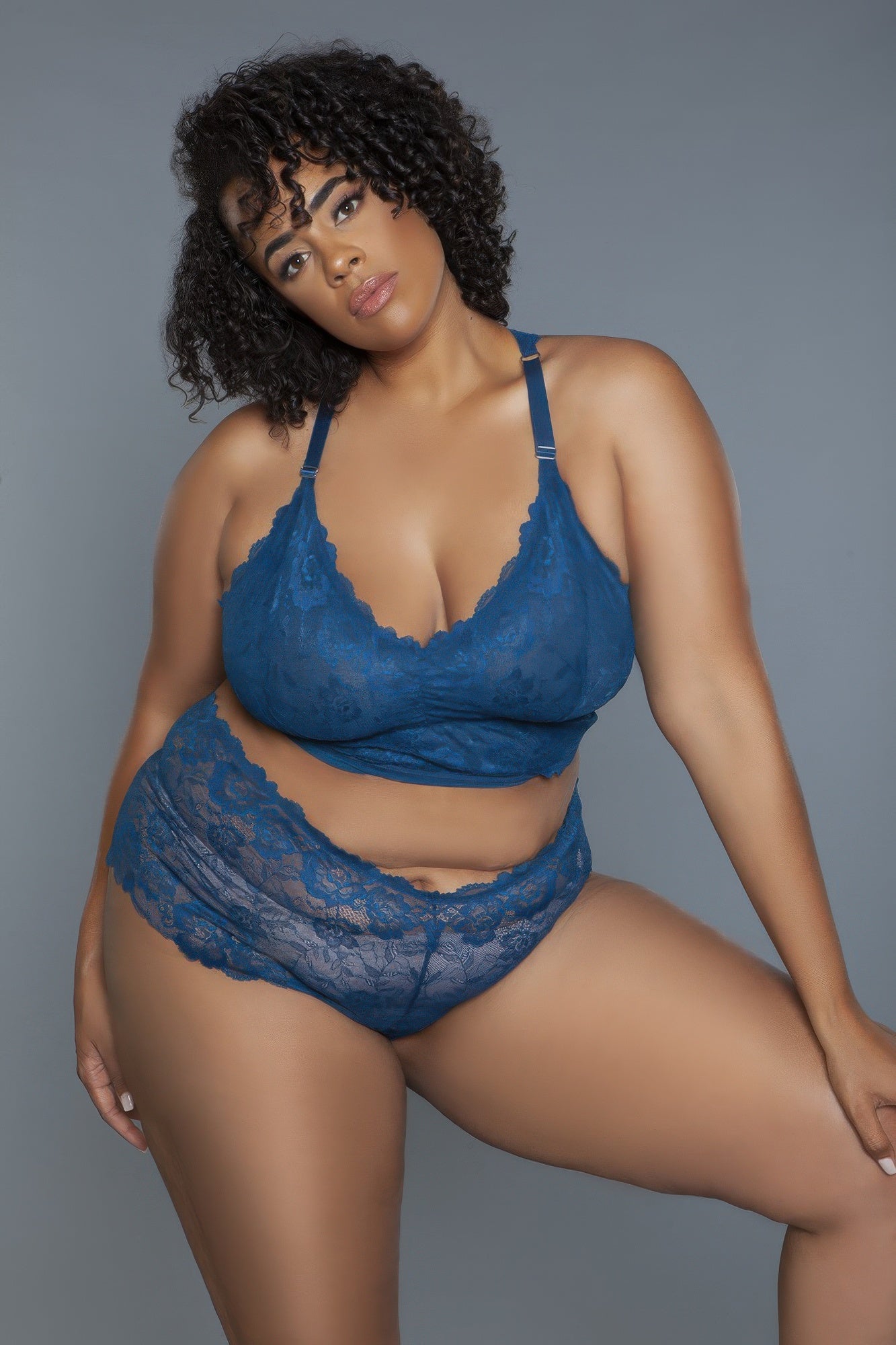 Cindy Lace Bralette & Shorty Set (2252P) | Love It Curvy Secondary image