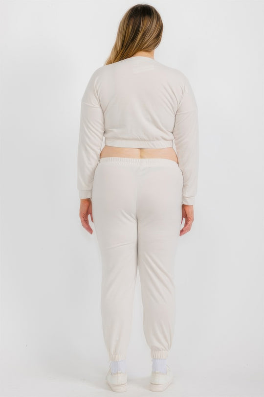 Plus Size French Terry Pullover & Joggers Set - Love it Curvy