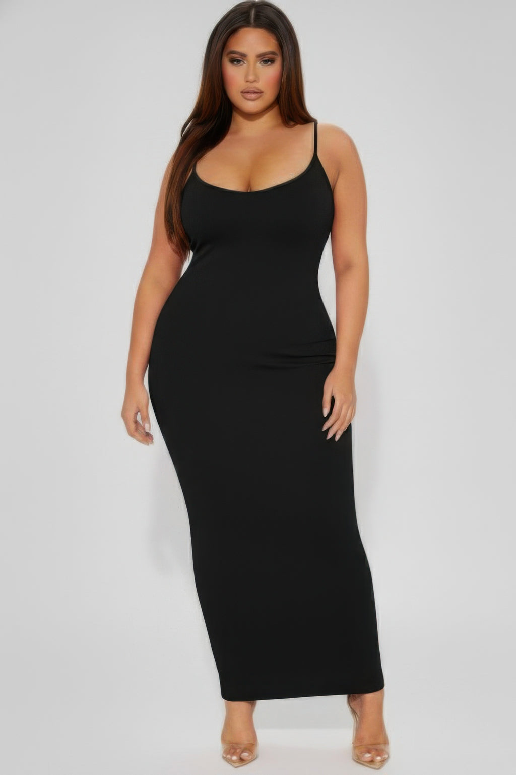 Plus Size Ribbed Cami Dress with Mermaid Hem