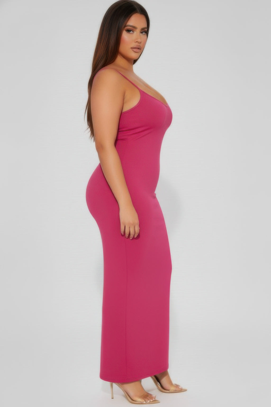 Plus Size Ribbed Cami Dress with Mermaid Hem