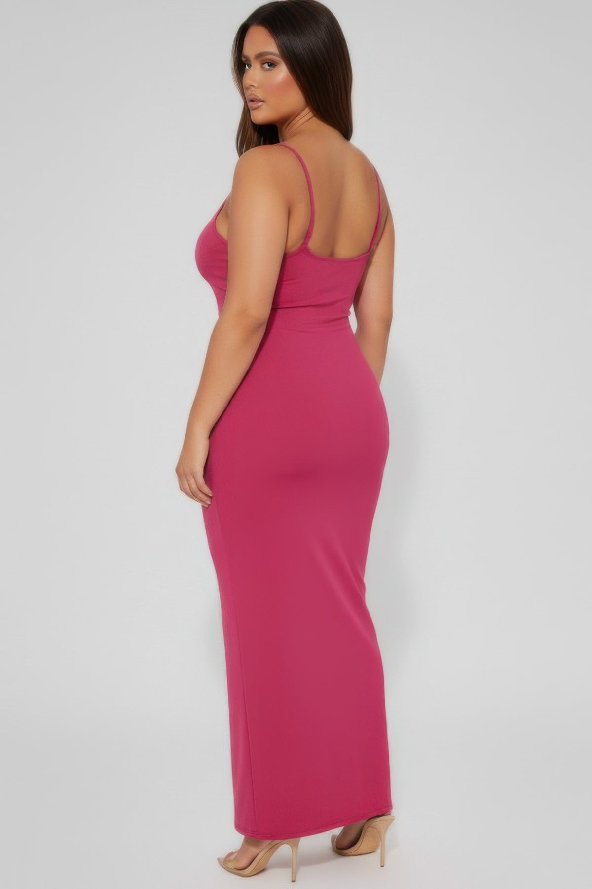 Plus Size Ribbed Cami Dress with Mermaid Hem