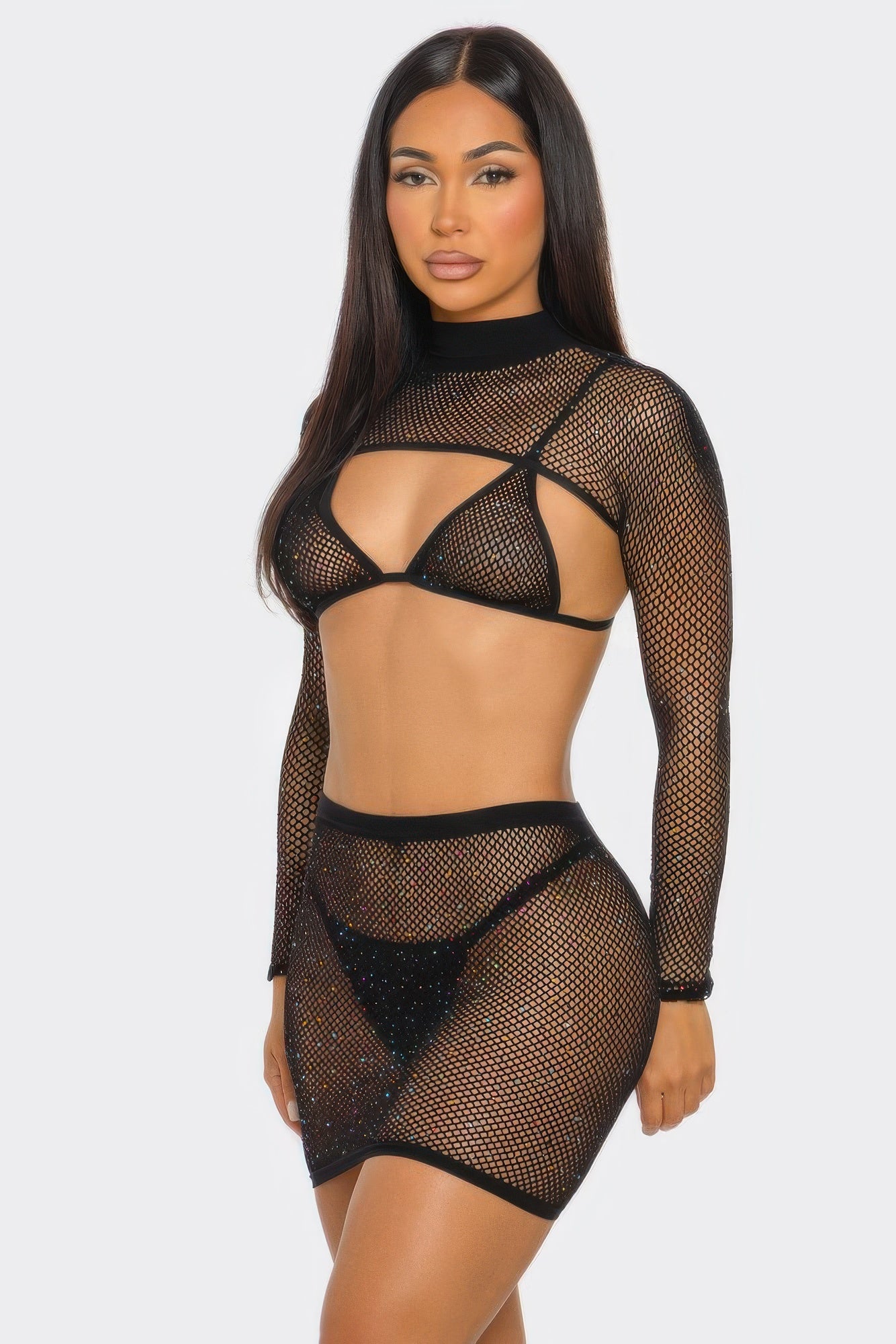 Shimmer With Me Glitter Top & Skirt Set (2744) | Love It Curvy Secondary image