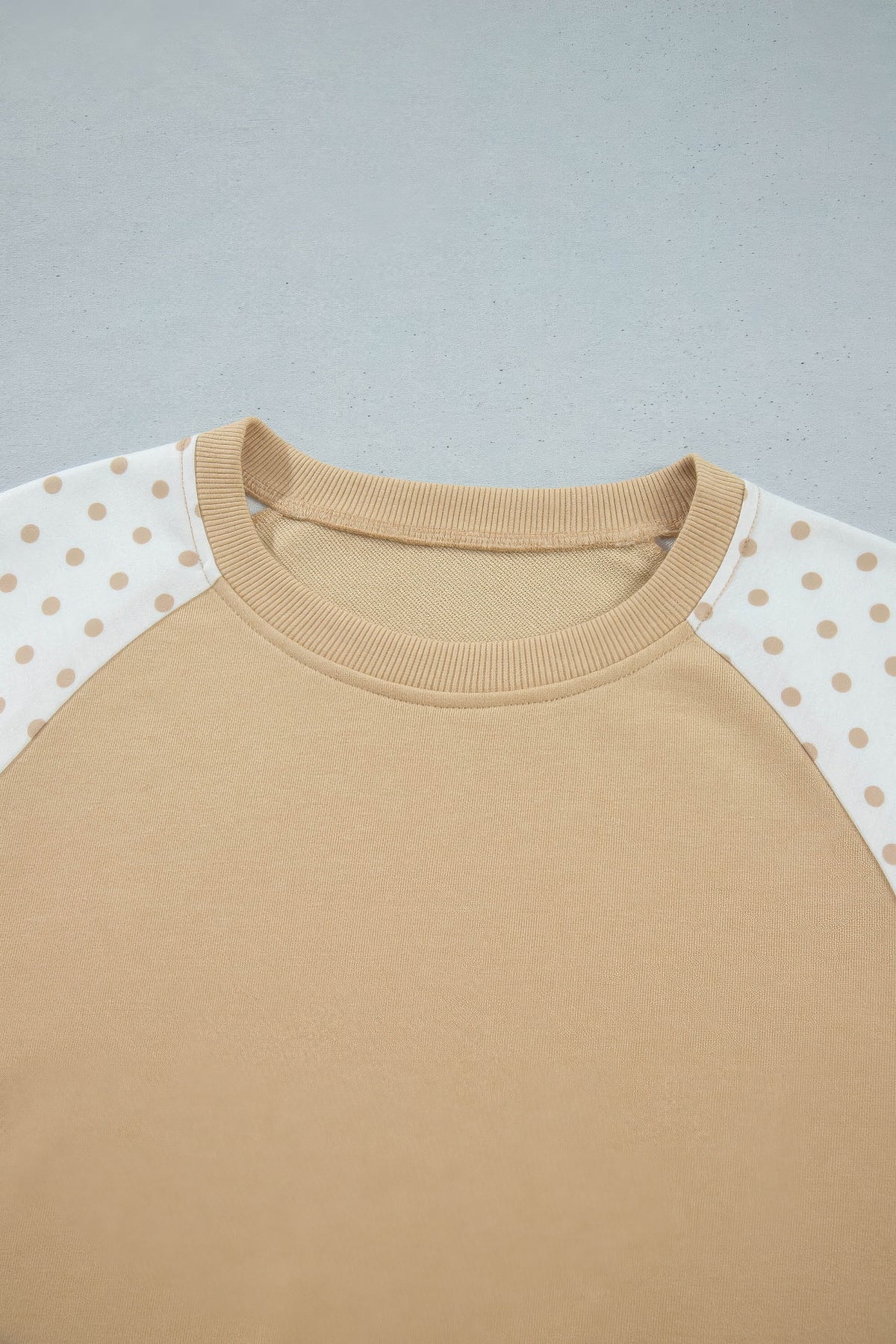 Plus Size Polka Dot Patchwork Crop Sweatshirt & Pants Set