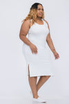 Plus Size Ribbed Tank Midi Dress with Side Slits