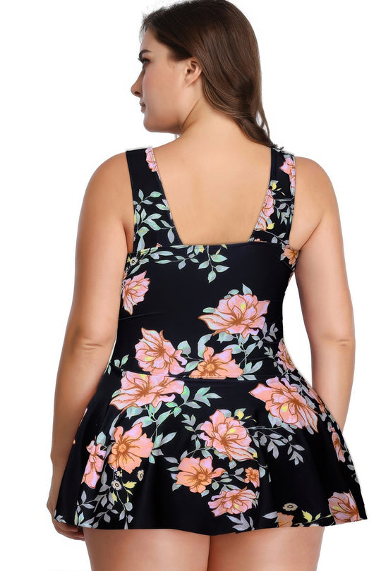 Plus Size Solid Ruffle V Neck Fit Swimsuits - Love it Curvy