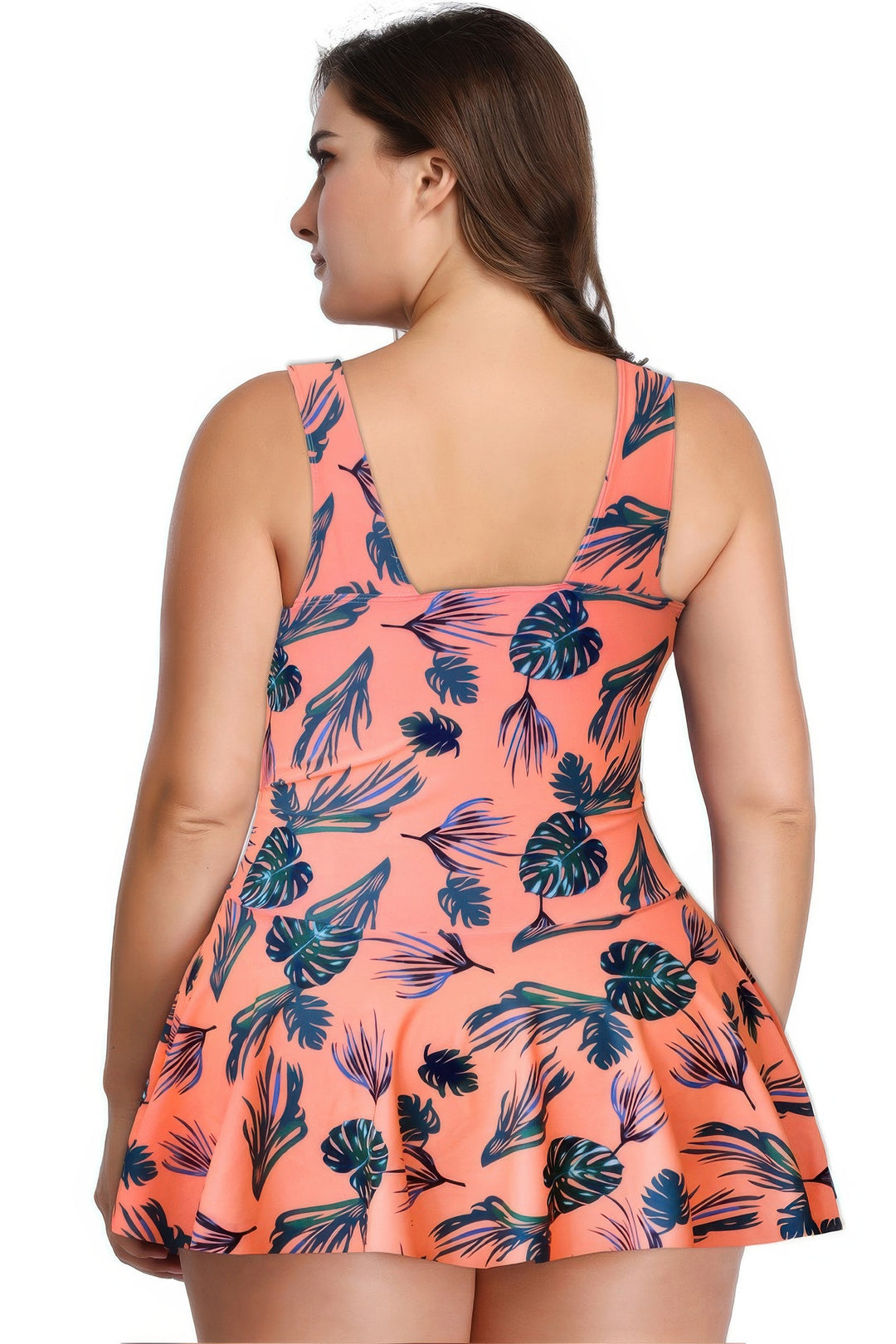 Plus Size Solid Ruffle V Neck Fit Swimsuits - Love it Curvy