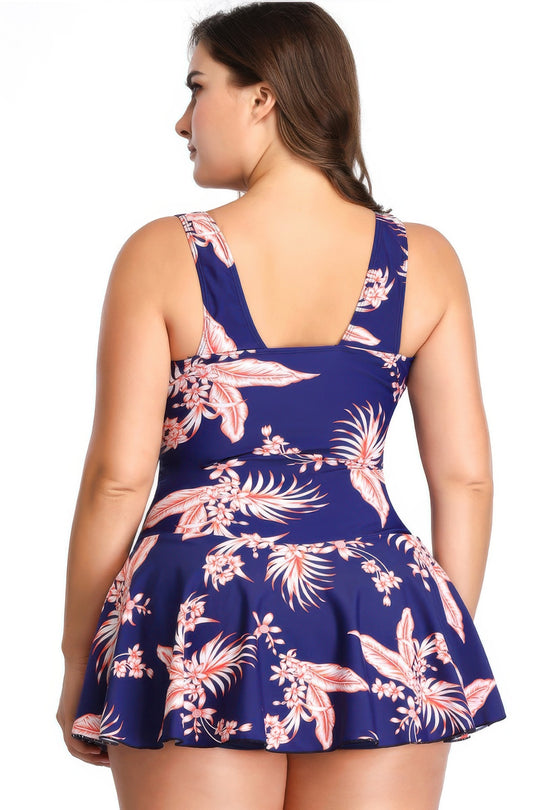 Plus Size Solid Ruffle V Neck Fit Swimsuits - Love it Curvy