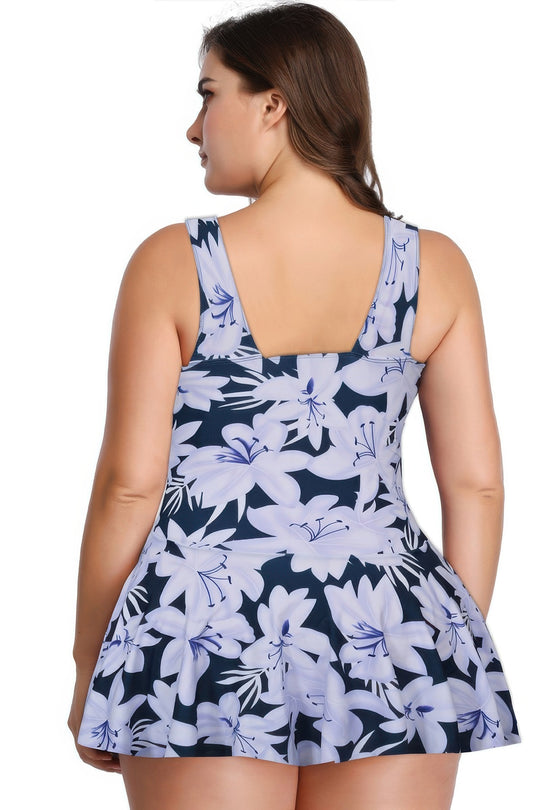 Plus Size Solid Ruffle V Neck Fit Swimsuits - Love it Curvy