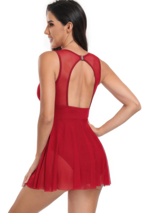 Solid Color Block Sleeveless Fit Ruffle Swimsuits - Love it Curvy