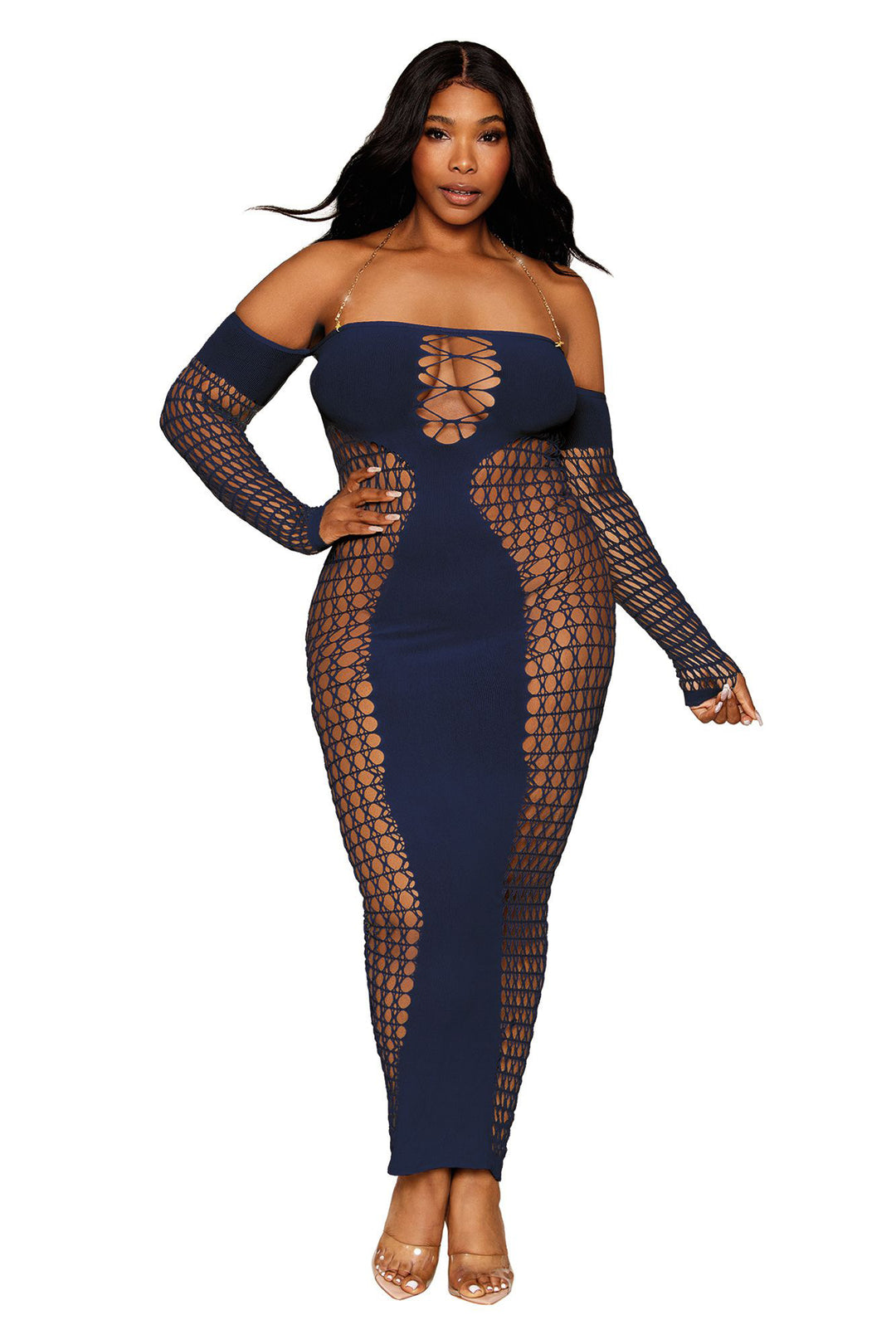 Bodystocking Gown - Queen Size - Denim - Love it Curvy