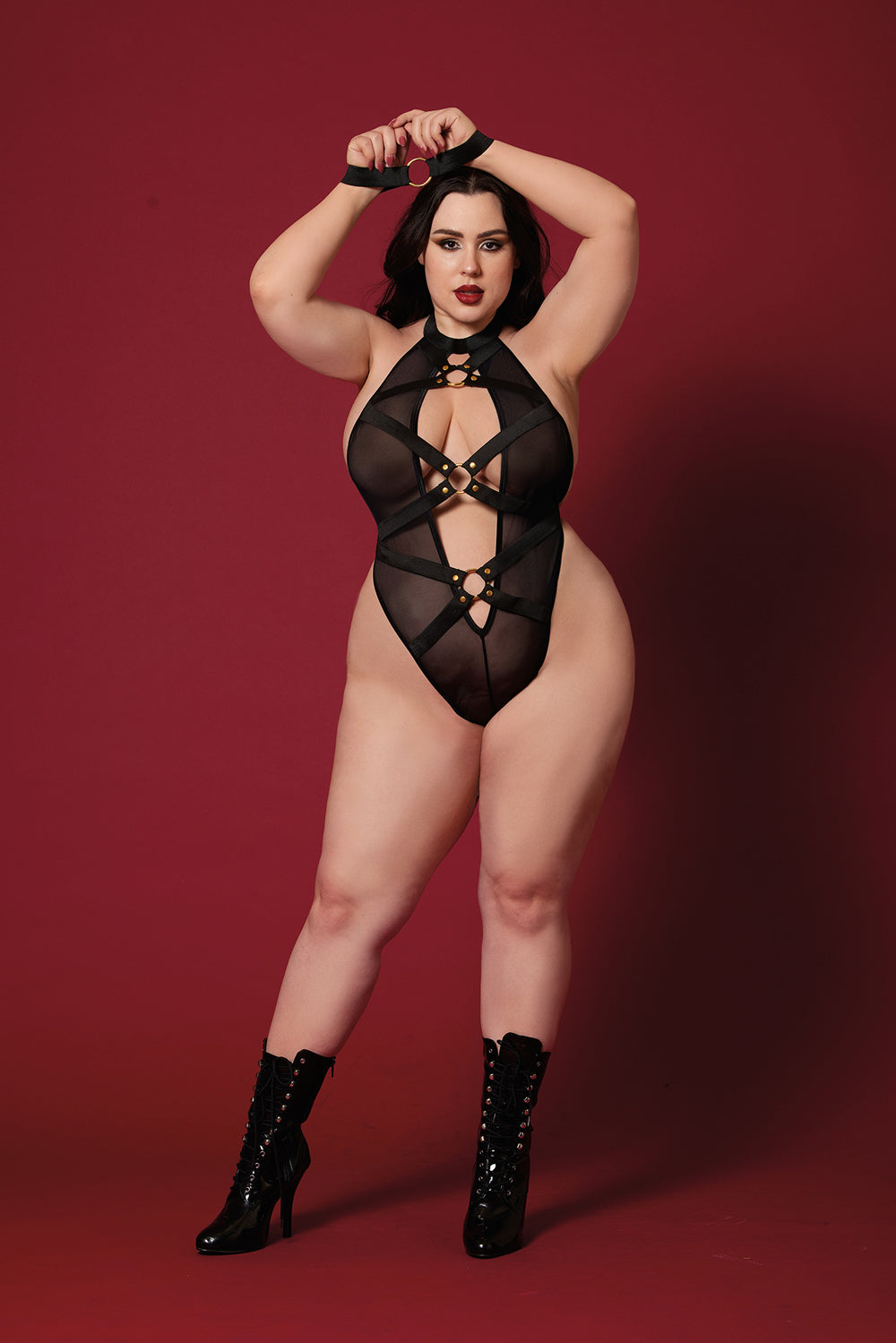 Fetish Teddy and Restraints Dmnd - Queen Size - Black - Love it Curvy