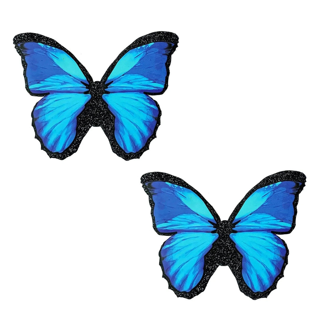 Beautiful Blue Black Glitter Butterfly Nipple Cover Pasties - Love it Curvy