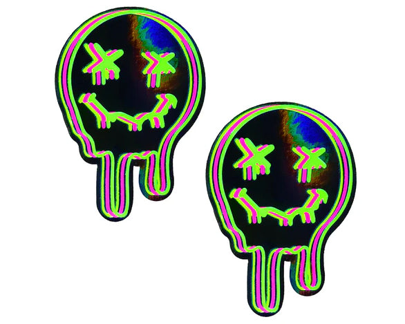 Super Uv Trippy Face Neon Nipple Cover Pasties - Love it Curvy