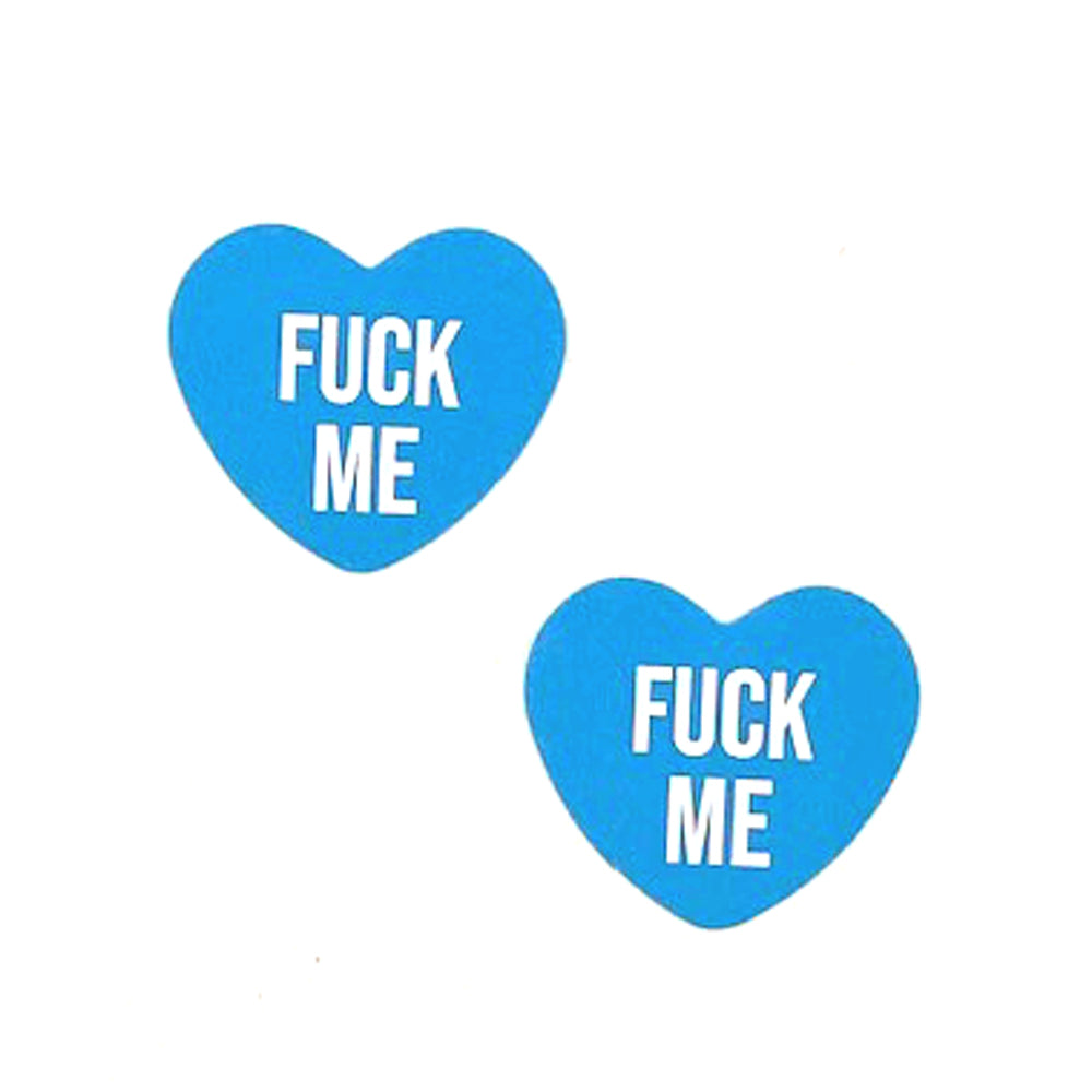 Fuck Me Blue Candy Heart Pasties - Love it Curvy