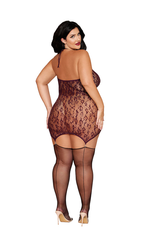 Garter Slip Dmnd - Queen Size - Cherry Lacquer - Love it Curvy